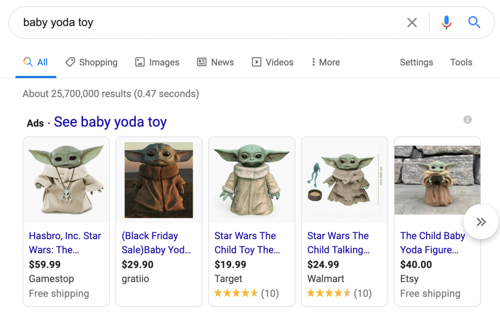 baby yoda search on google